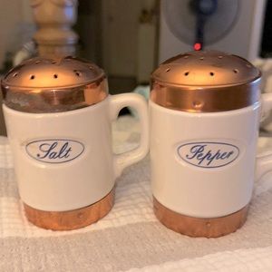 Vintage Baker Hart & Stuart Set Of Salt & Pepper Shakers With  Copper Tops